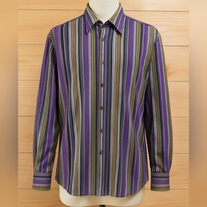 Etro Men’s Striped Button Down Shirt Size 44 – Luxury Italian Designer Shirt